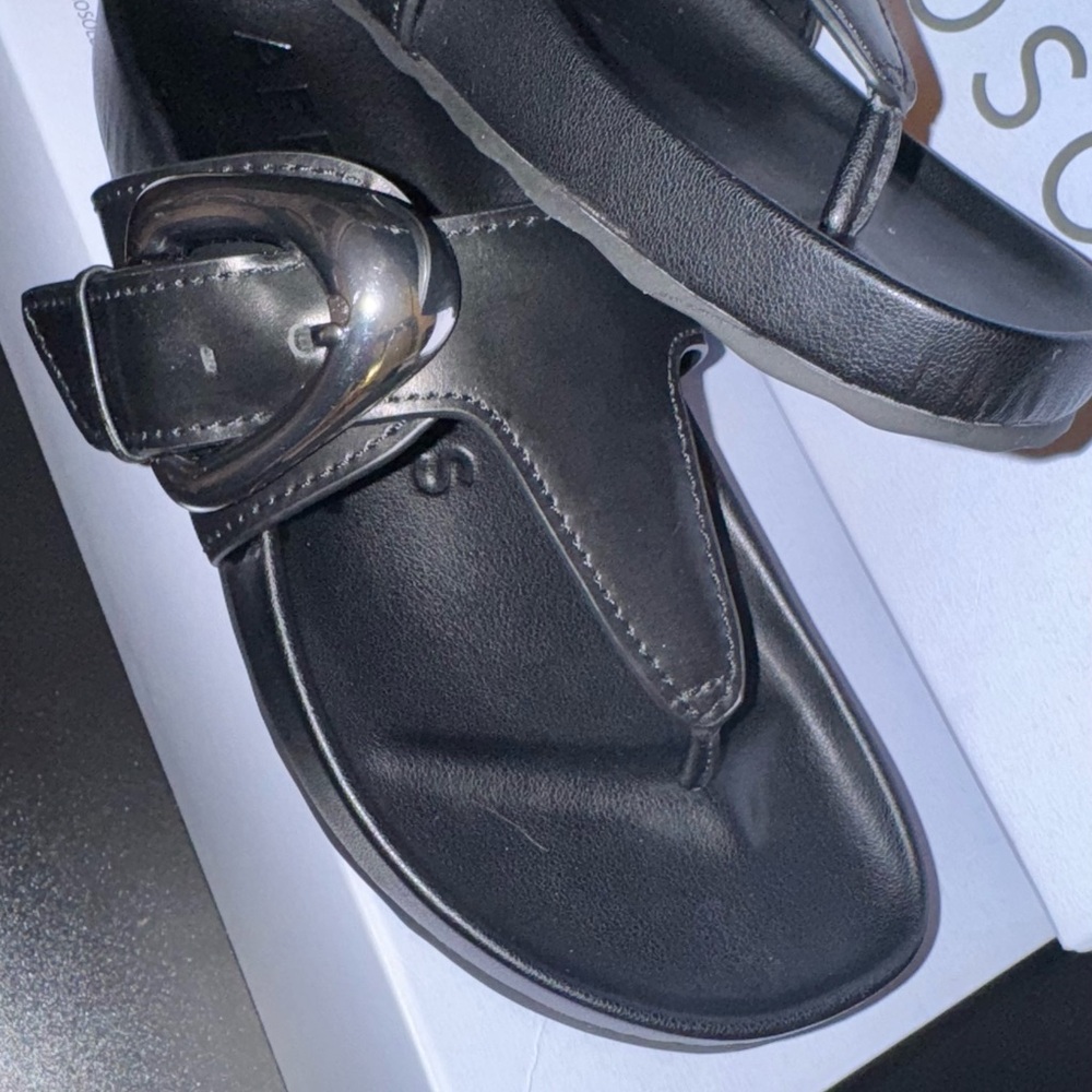 Aerosoles Black Sandals with Silver Buckle - Picture 5 of 11